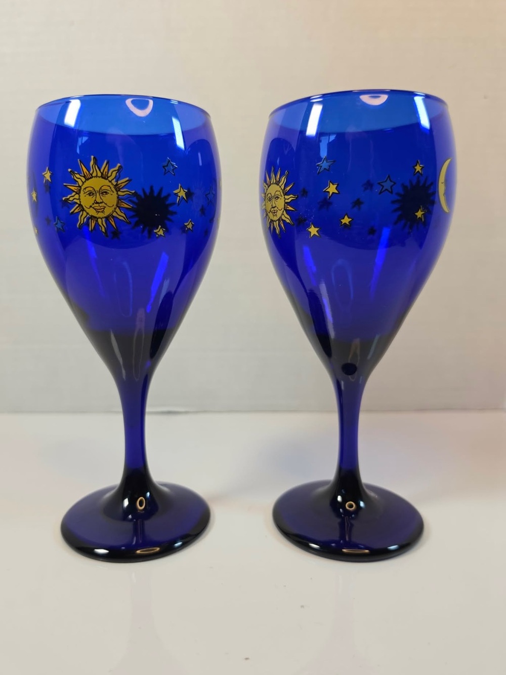 Libbey Celestial Cobalt Blue Wine Glasses Set of 2 Vintage